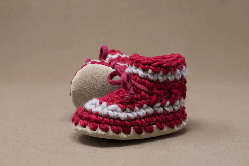 Padraig Knit Slippers (Kids Sizing) - Mountain Kids Outfitters: Red Stripe Color - side view