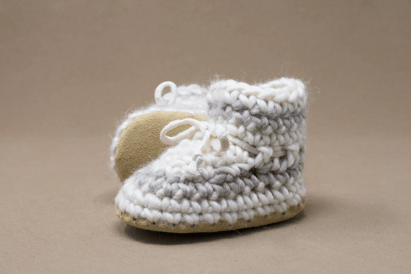 Padraig Knit Slippers (Kids Sizing) - Mountain Kids Outfitters: Cream Stripe Color - side view