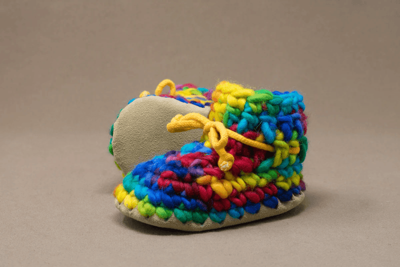 Padraig Knit Slippers (Kids Sizing) - Mountain Kids Outfitters: Rainbow Color - side view