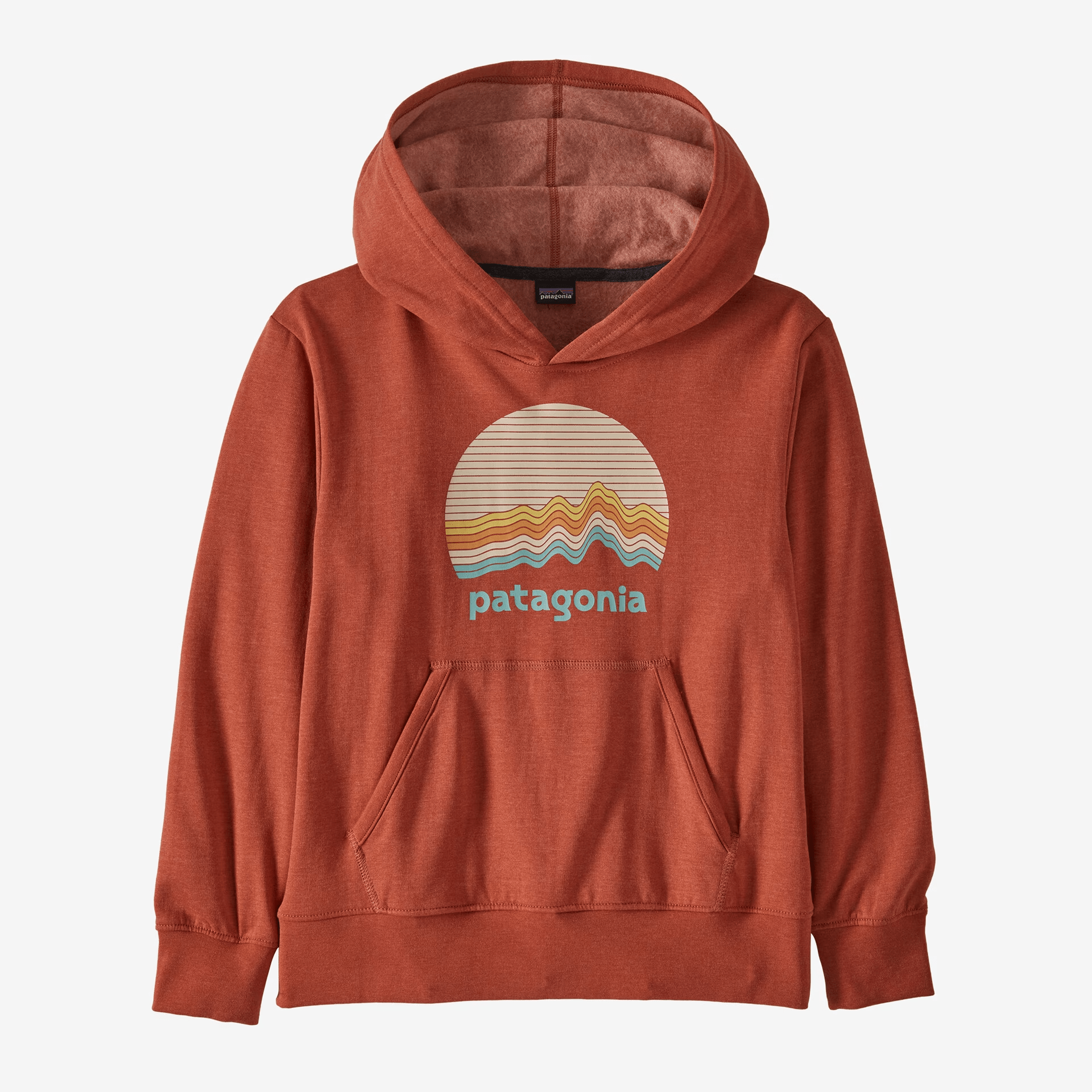Patagonia Lightweight Graphic Hoody Sweatshirt - Kids M Ridge Rise Moonlight - Burl Red