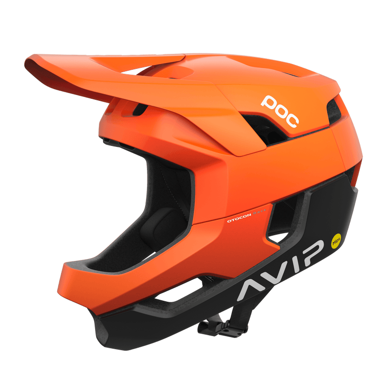 POC Otocon Race MIPS Full Face Helmet - Mountain Kids Outfitters: Fluorescent Orange AVIP/Uranium Black Matte