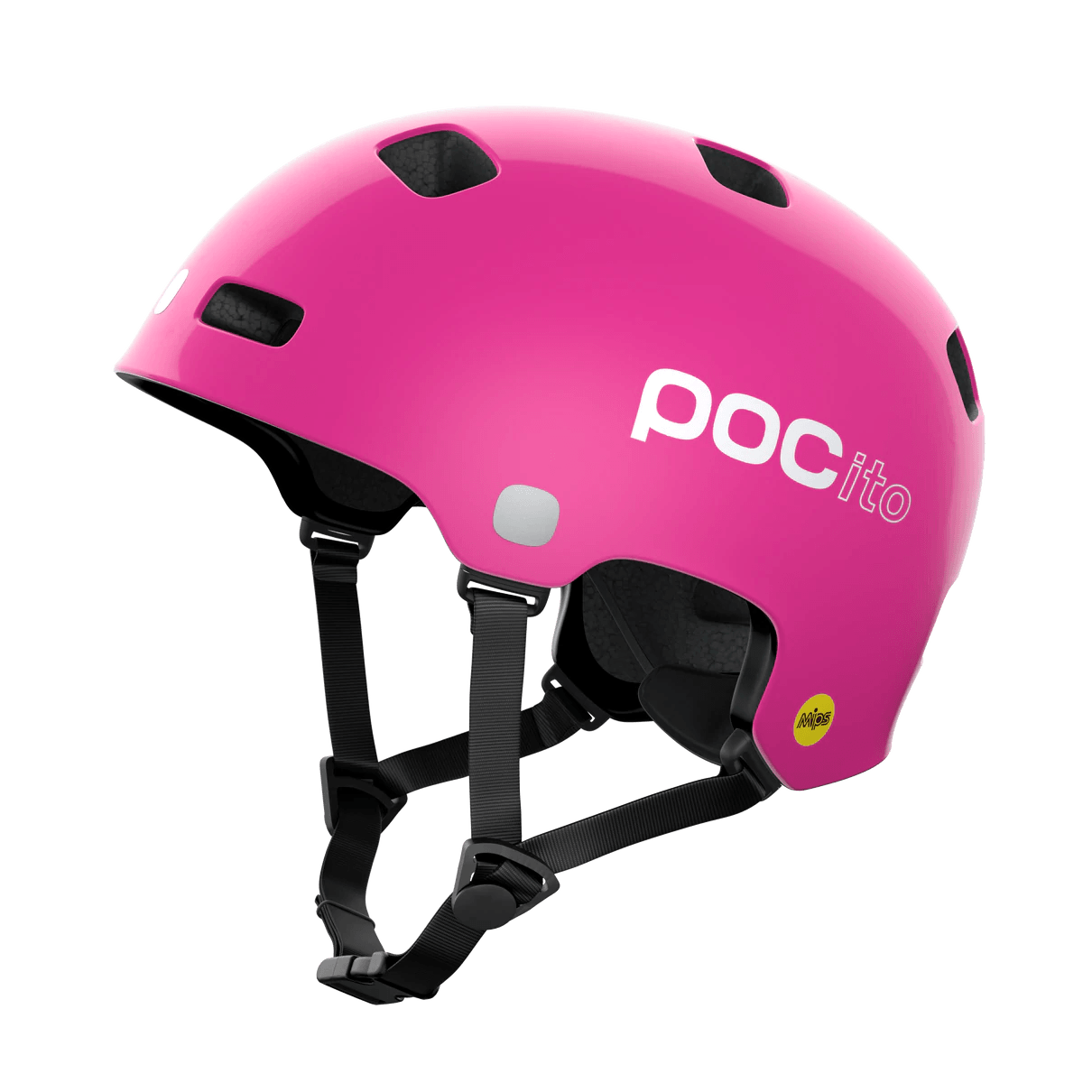 POCito Crane MIPS Bike Helmet - Mountain Kids Outfitters: Fluorescent Pink, Side View
