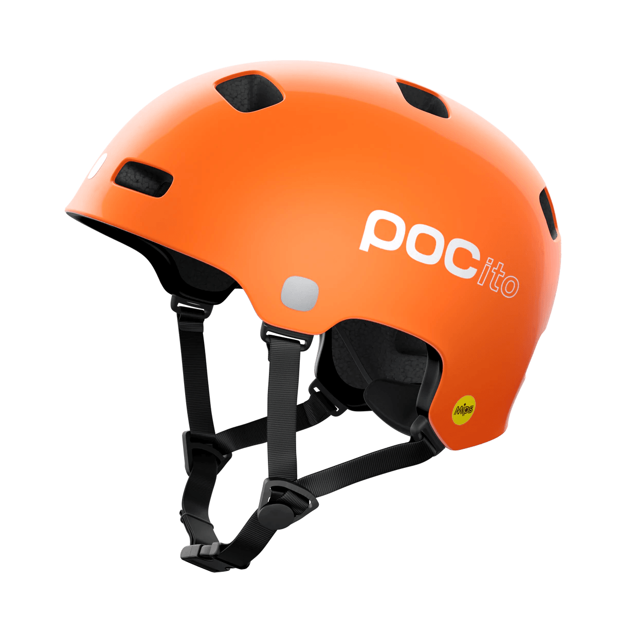 POCito Crane MIPS Bike Helmet - Mountain Kids Outfitters: Fluorescent Orange, Side View