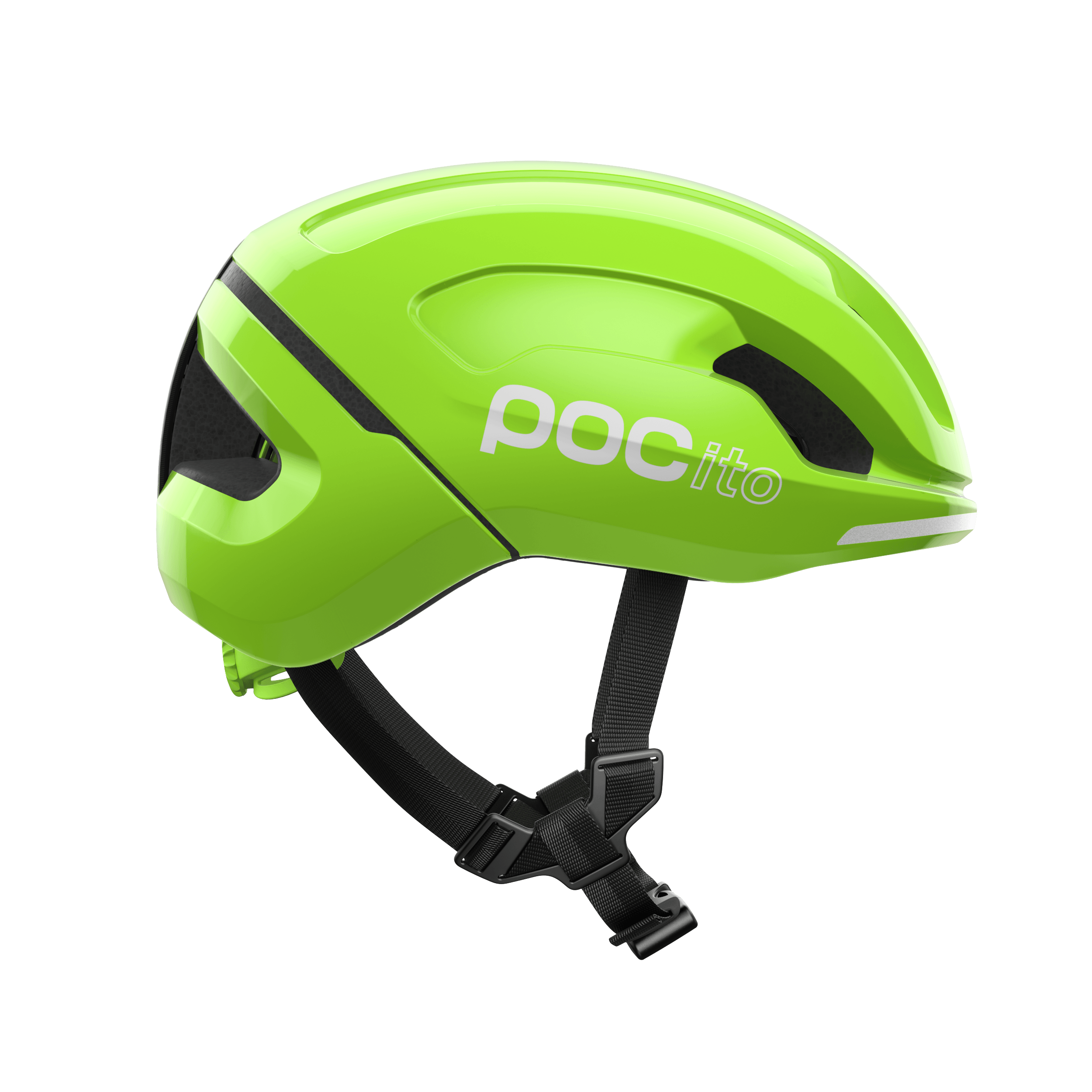 POCito Omne MIPS Biking Helmet - Mountain Kids Outfitters: Fluorescent Yellow Green, Side View