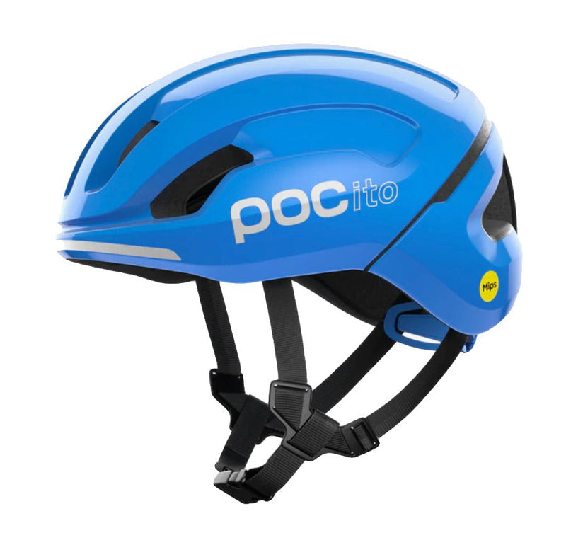POCito Omne MIPS Biking Helmet - Mountain Kids Outfitters: Fluorescent Blue, Side View