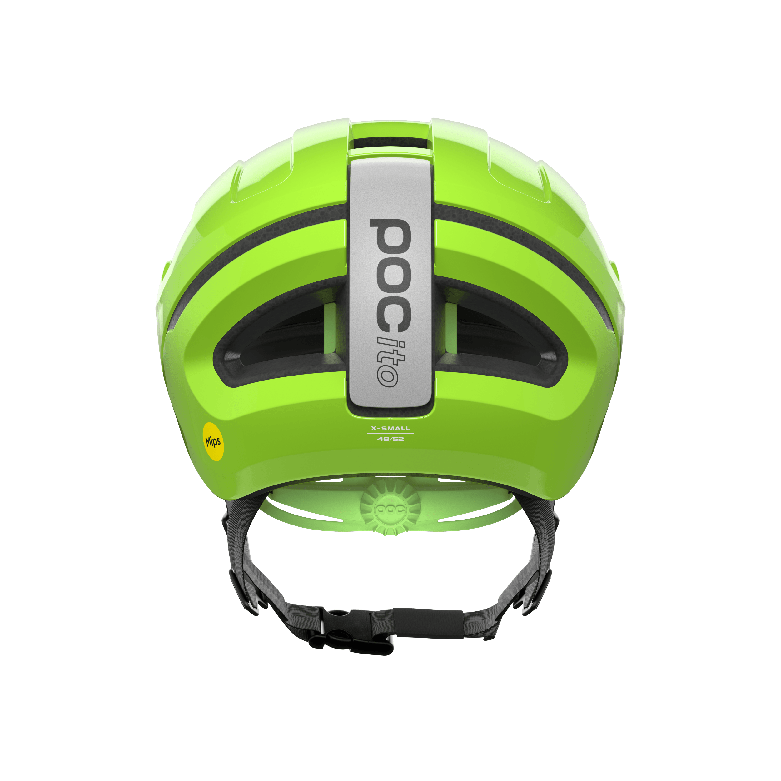 POCito Omne MIPS Biking Helmet - Mountain Kids Outfitters: Fluorescent Yellow Green, Back View