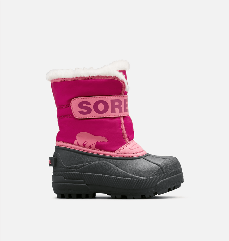 Sorel Children's Snow Commander Snow Boots - Mountain Kids Outfitters - Pink Color - White Background side view