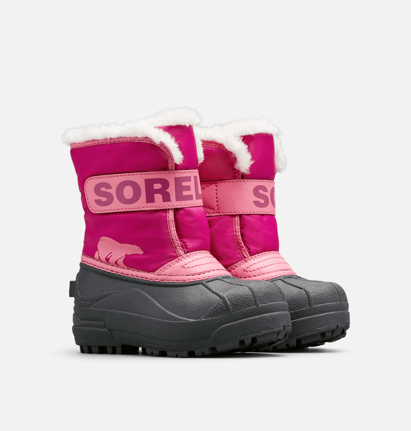 Sorel Children's Snow Commander Snow Boots - Mountain Kids Outfitters - Pink Color - White Background front view