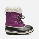 Sorel Children's Yoot Pac Nylon Snow Boots - Mountain Kids Outfitters - Wild Iris/Dark Plum Color - White Background side view