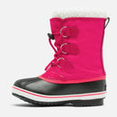 Sorel Children's Yoot Pac Nylon Snow Boots - Mountain Kids Outfitters - Bright Rose Color - White Background side view