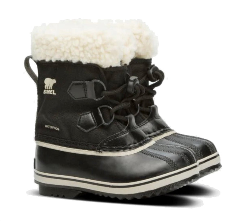 Sorel Children's Yoot Pac Nylon Snow Boots - Mountain Kids Outfitters - Black Color - White Background side view