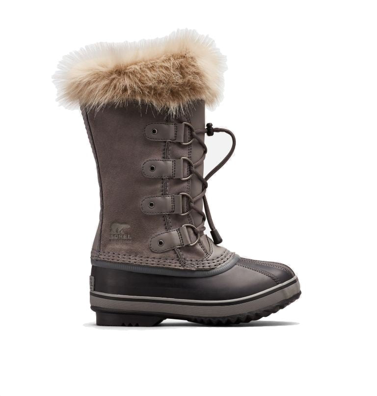 Sorel Youth Joan of Arctic Winter Boots - Mountain Kids Outfitters - Quarry Color - White Background side view