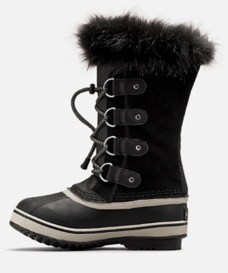 Sorel Youth Joan of Arctic Winter Boots - Mountain Kids Outfitters - Black/Dove Color - White Background side view