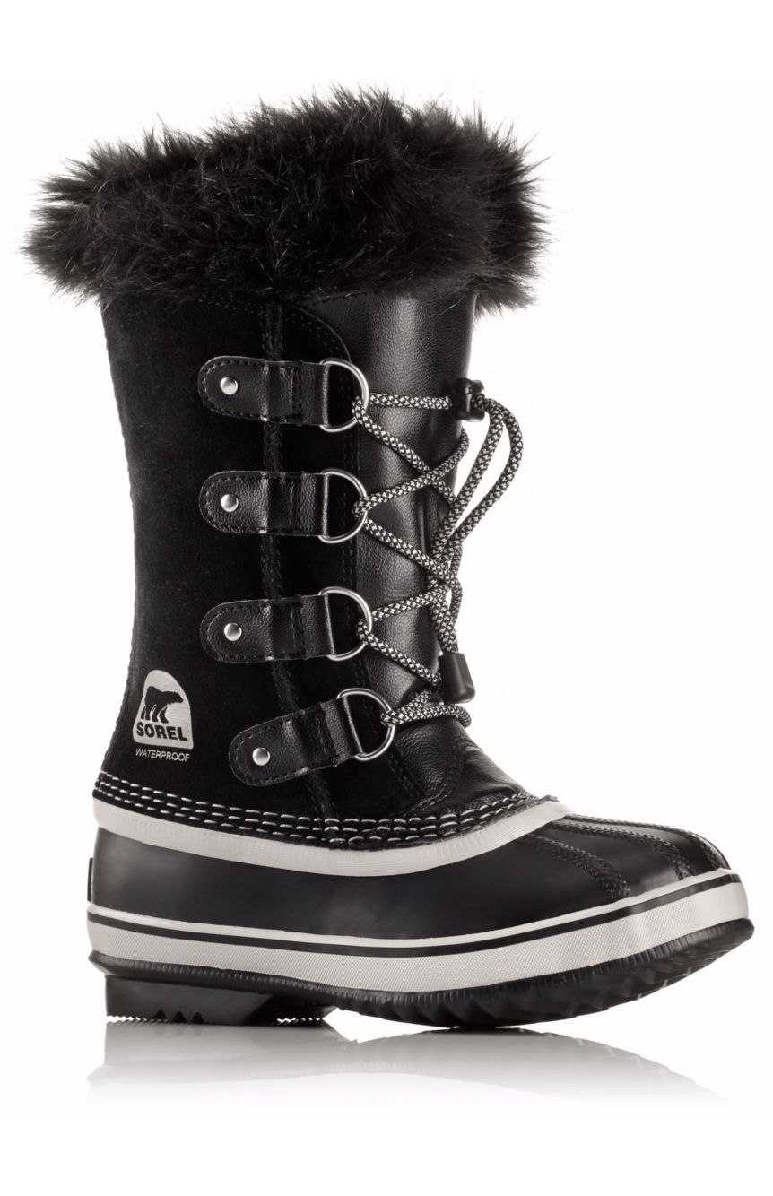 Sorel Youth Joan of Arctic Winter Boots - Mountain Kids Outfitters - Black/Dove Color - White Background