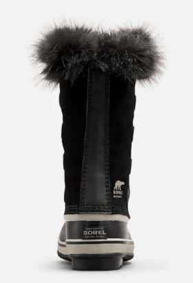 Sorel Youth Joan of Arctic Winter Boots - Mountain Kids Outfitters - Black/Dove Color - White Background back view