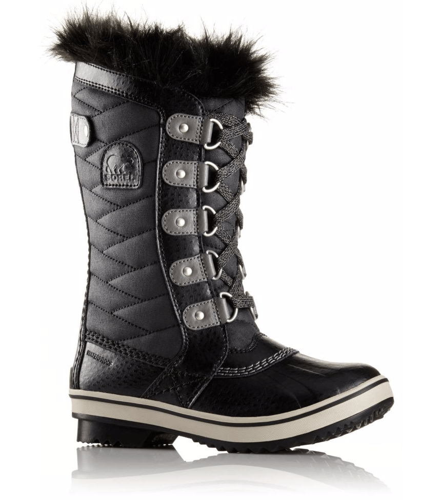 Sorel Youth Tofino II Snow Boots - Mountain Kids Outfitters - Black/Quarry Color - White Background side view