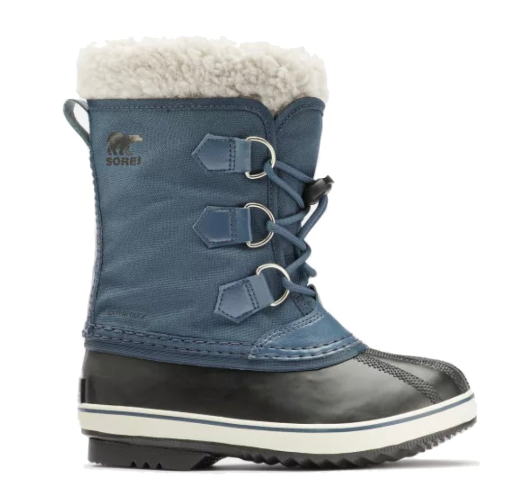 Sorel Youth Yoot Pac Nylon Winter Boots - Mountain Kids Outfitters in Uniform Blue/Black on a white background side view
