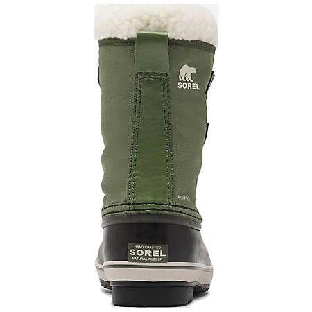 Sorel Youth Yoot Pac Nylon Winter Boots - Mountain Kids Outfitters in Uniform Green on a white background back view