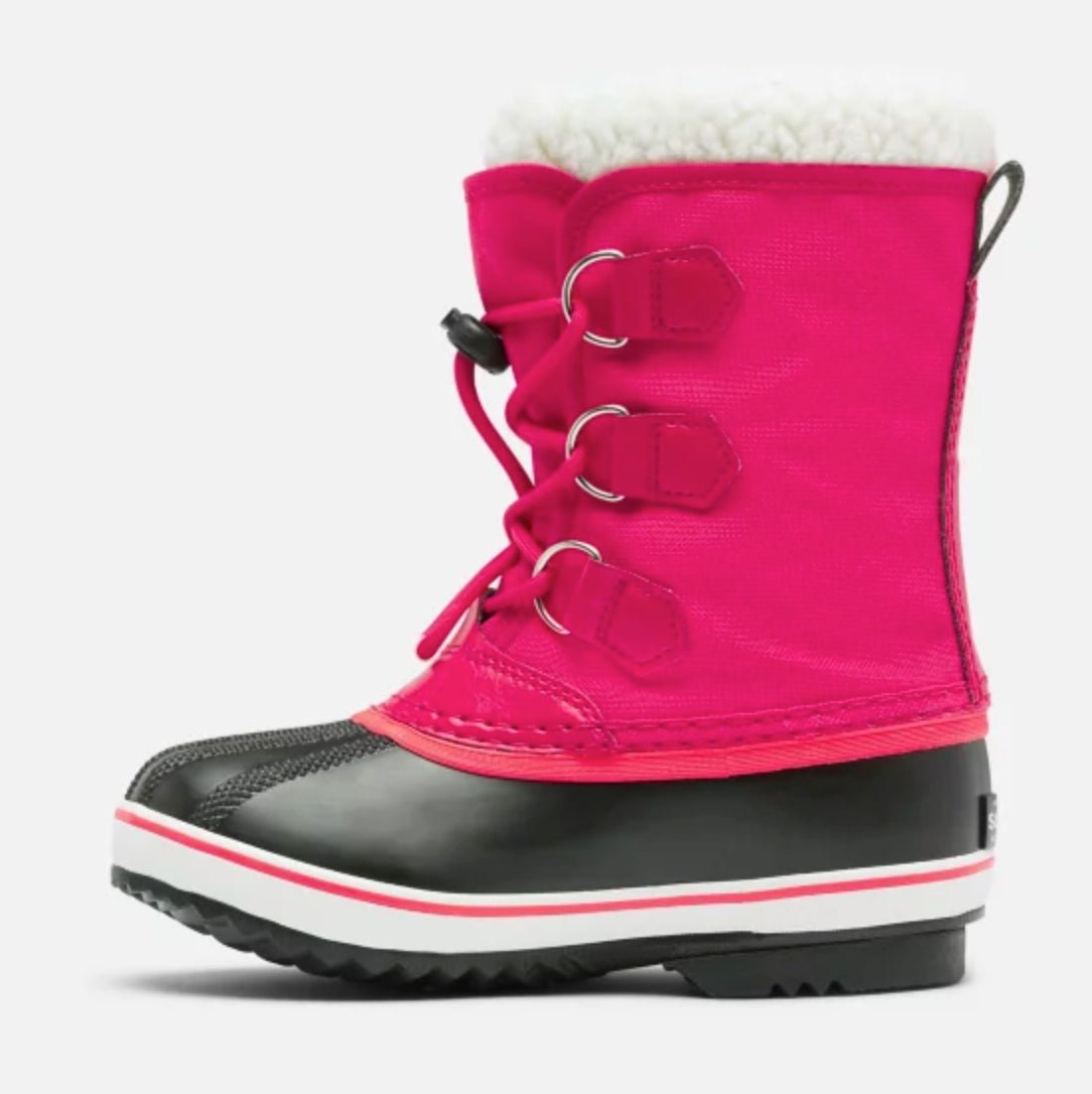 Sorel Youth Yoot Pac Nylon Winter Boots - Mountain Kids Outfitters in Uniform Pink on a white background side view
