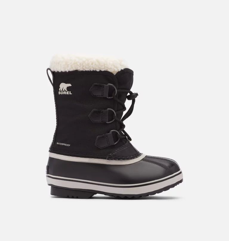 Sorel Youth Yoot Pac Nylon Winter Boots - Mountain Kids Outfitters in Uniform Black on a white background, side view