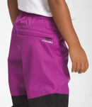 Back pocket detail on The North Face Kids Antora Rain Pants in Purple Cactus Flower.