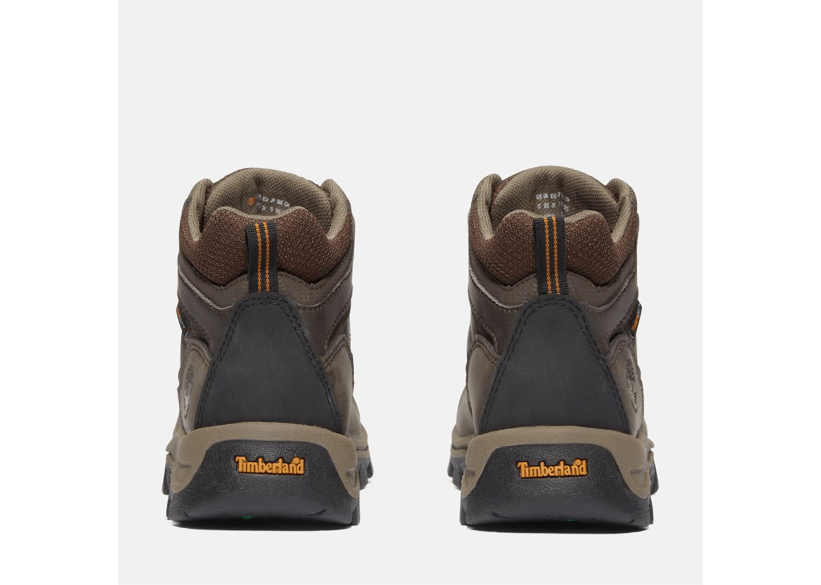 Timberland Junior Mt Maddsen Waterproof Hiking Boots - Mountain Kids Outfitters: Dark Brown Color - White Background back view