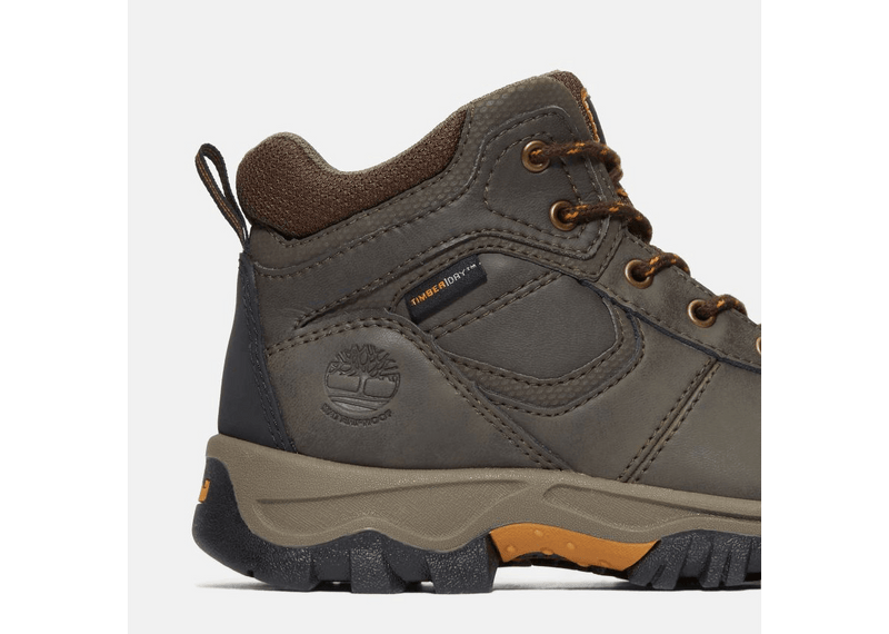 Timberland Junior Mt Maddsen Waterproof Hiking Boots - Mountain Kids Outfitters: Dark Brown Color - White Background side view