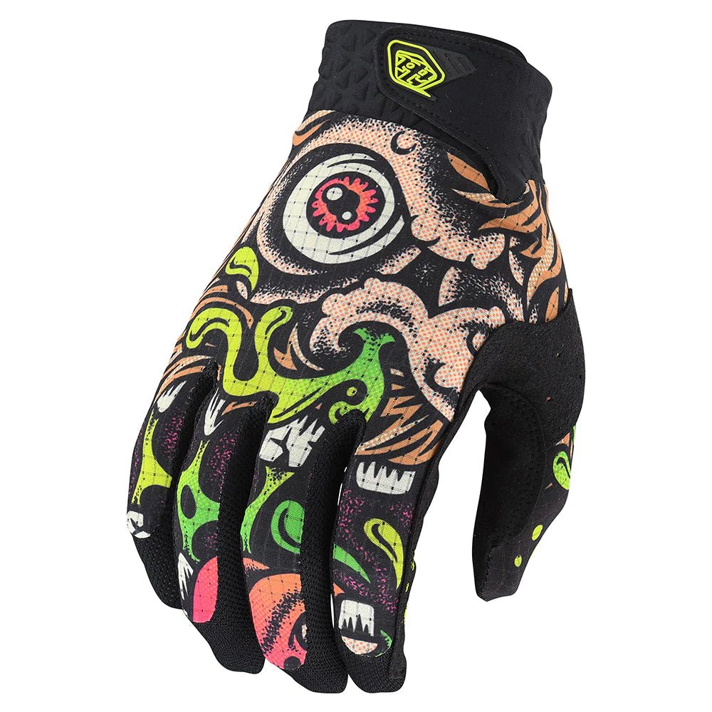 Troy Lee Youth Air Gloves Limited Edition - Mountain Kids Outfitters: Bigfoot Black/Green, Top View