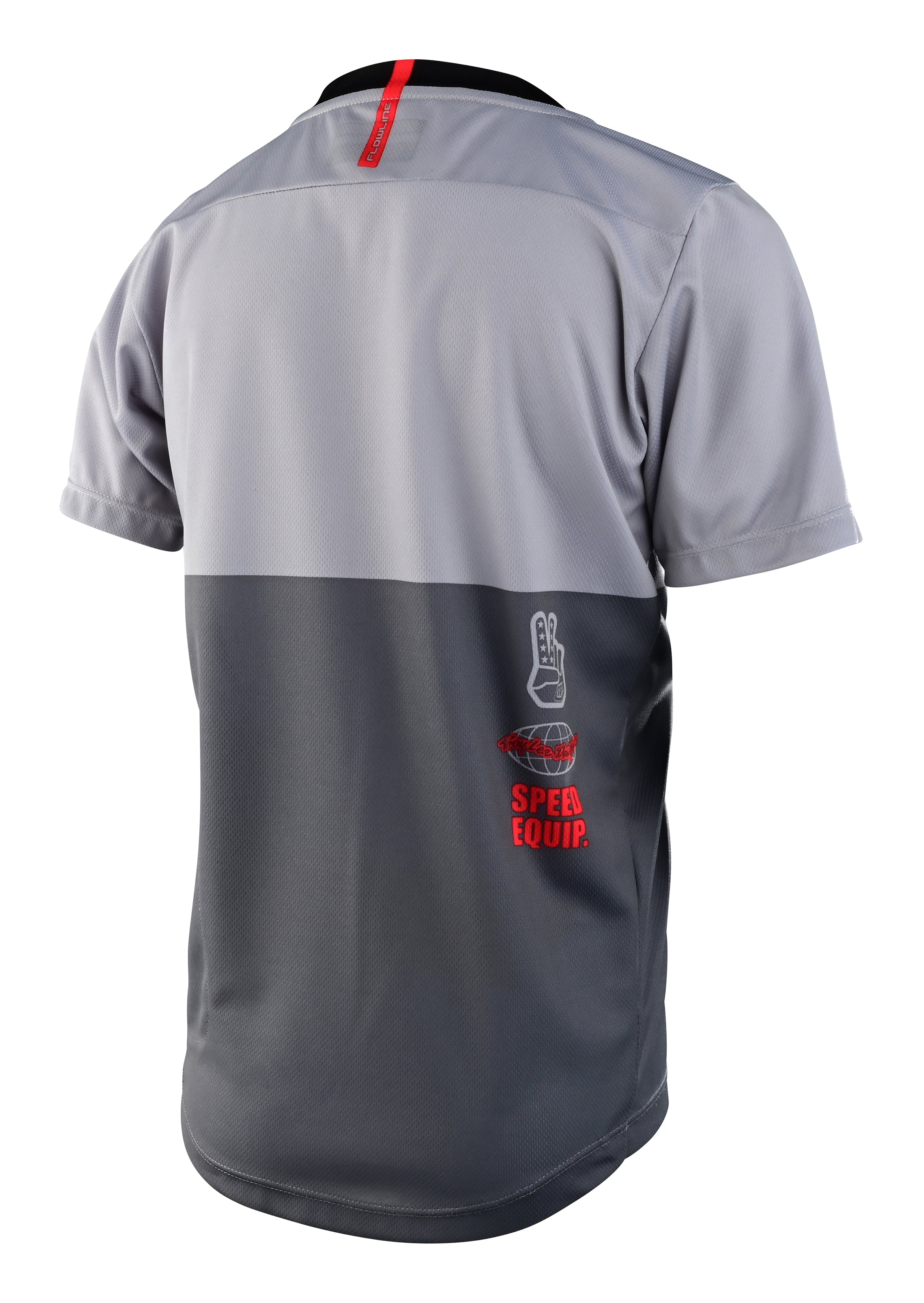 Troy Lee Youth Flowline SS Jersey 2023 - Mountain Kids Outfitters: Scripter Charcoal, Back View