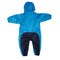 Back flat lay of Tuffo Muddy Buddy - Mountain Kids Canada rain suit in Blue color, showcased against a white background.