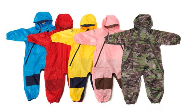 Tuffo Muddy Buddy - Mountain Kids Canada rain suit in various colors: Yellow, Blue, Red, and Green