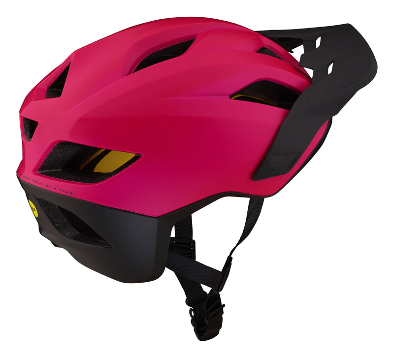 Troy Lee Youth Flowline Helmet Orbit 2023 - Mountain Kids Outfitters: Magenta/Black, Side View
