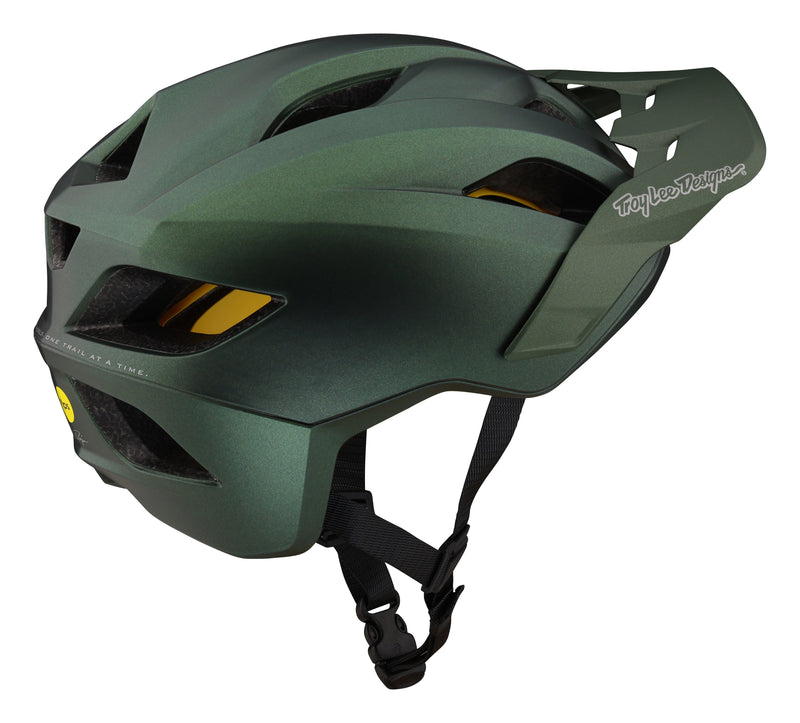Troy Lee Youth Flowline Helmet Orbit 2023 - Mountain Kids Outfitters: Forest Green, Side View