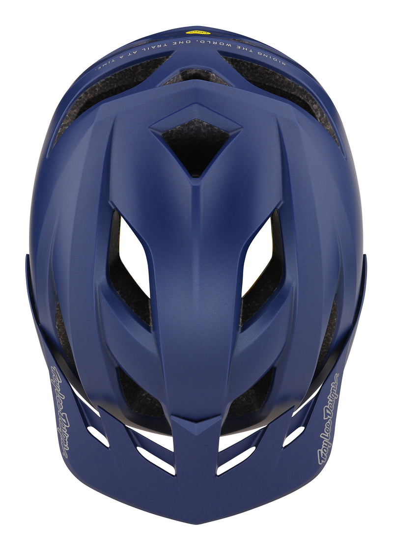 Troy Lee Youth Flowline Helmet Orbit 2023 - Mountain Kids Outfitters: Dark Blue, Top View
